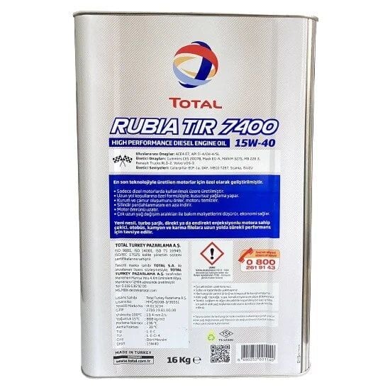 Total Rubia TIR 7400 15W-40 - 18 Litre Motor Yağı