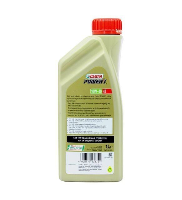 Castrol Power 1 4T 10W-40 1 Litre Motosiklet Yağı