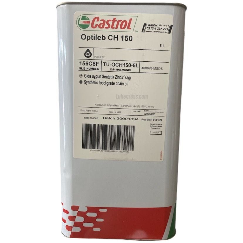 Castrol Optileb CH 150 Gıda Onaylı Zincir Yağı 5 Litre