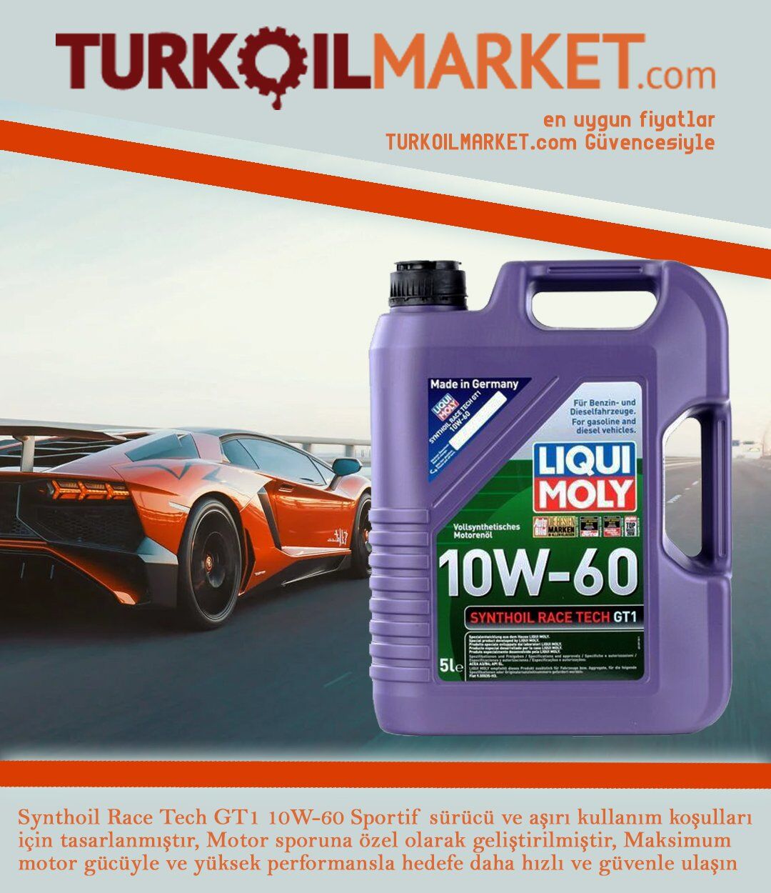 Liqui Moly Synthoil Race Tech GT1 10W-60 - 5 L (8909)  Motor Yağı