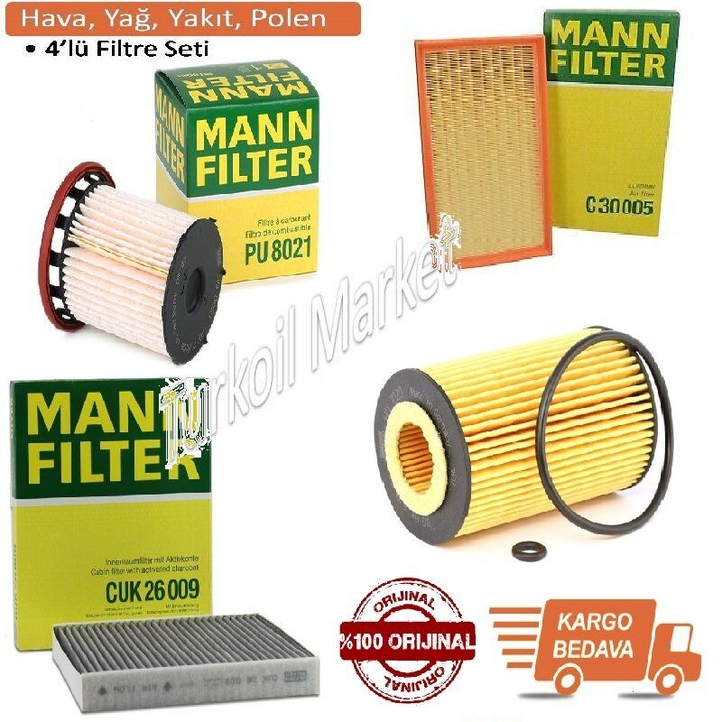 VW Golf 7 1.6 TDI Dizel MANN Filtre Bakım Seti 2013-2019