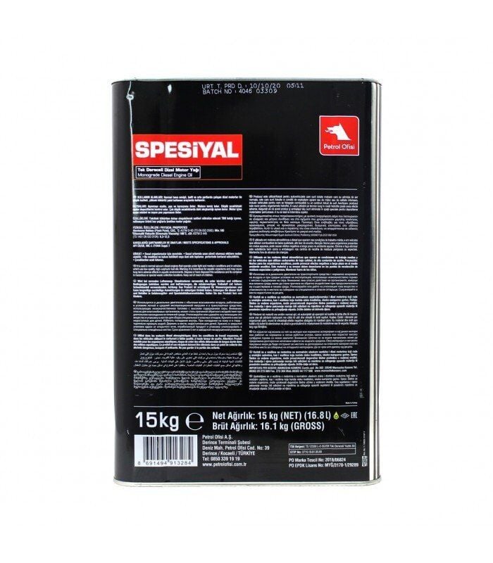 Petrol Ofisi Spesiyal Sae 30 - 15 Litre Motor Yağı