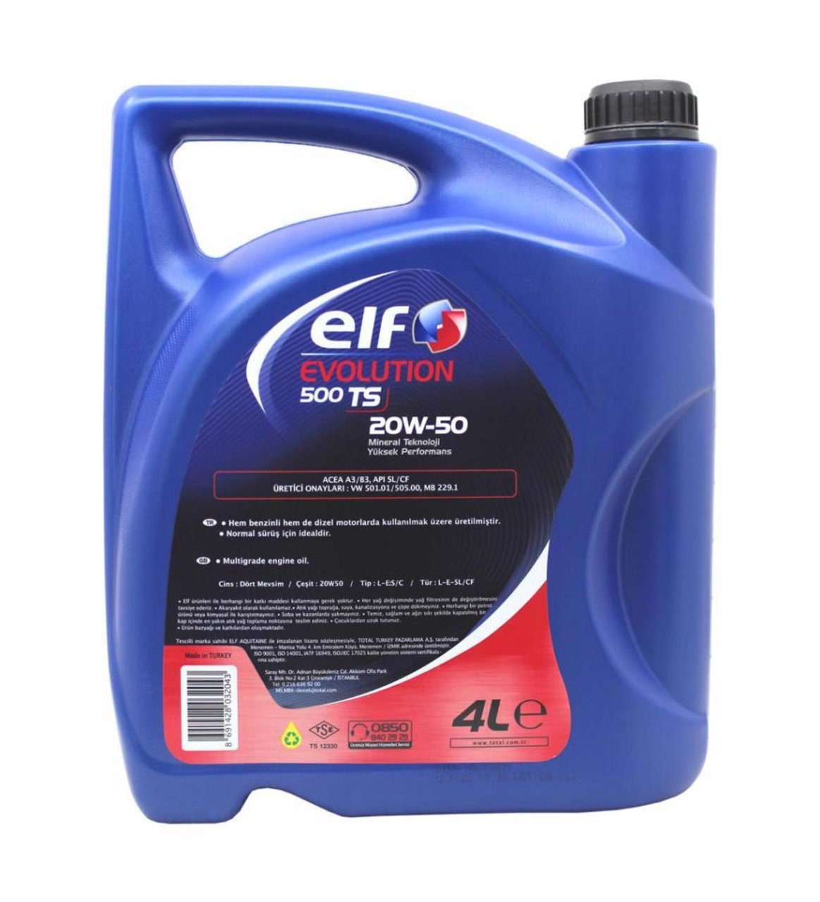 Elf Evolution 500 TS 20W-50 - 4 Litre Motor Yağı