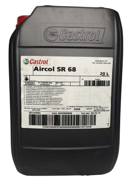 Castrol Aircol SR 68 - 20 Litre Kompresör Yağı