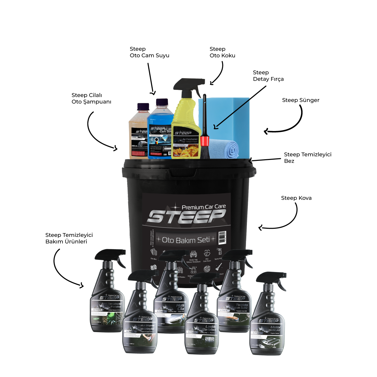 STEEP 13 Parça Oto Bakım Seti