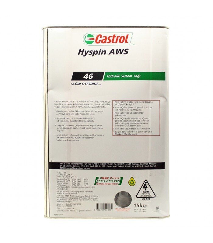 Castrol Hyspin AWS 46 - 17 Litre Hidrolik Yağı
