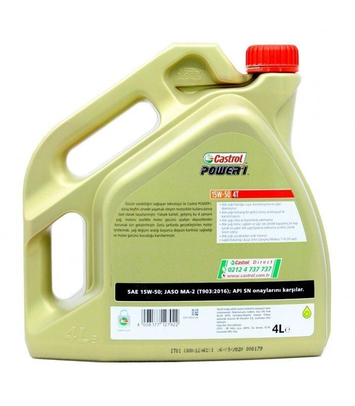 Castrol Power 1 4T 15W-50 4 Litre Motosiklet Yağı