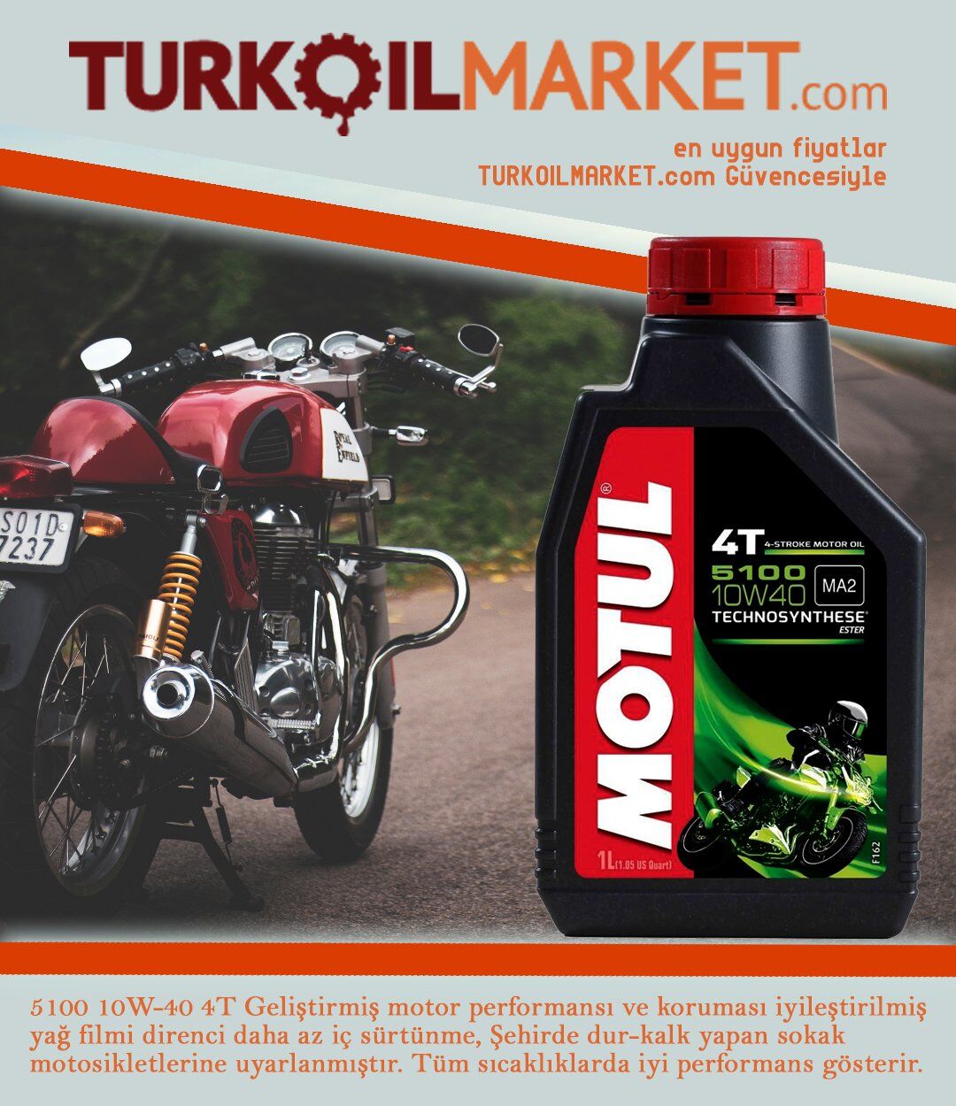 Motul 5100 10W-40 4T - 1 Litre Motosiklet Yağı