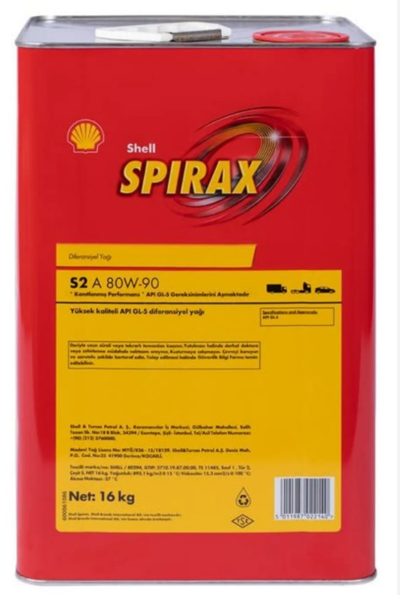 Shell Spirax S2 A 80W-90 - 16 Litre Dişli Yağı